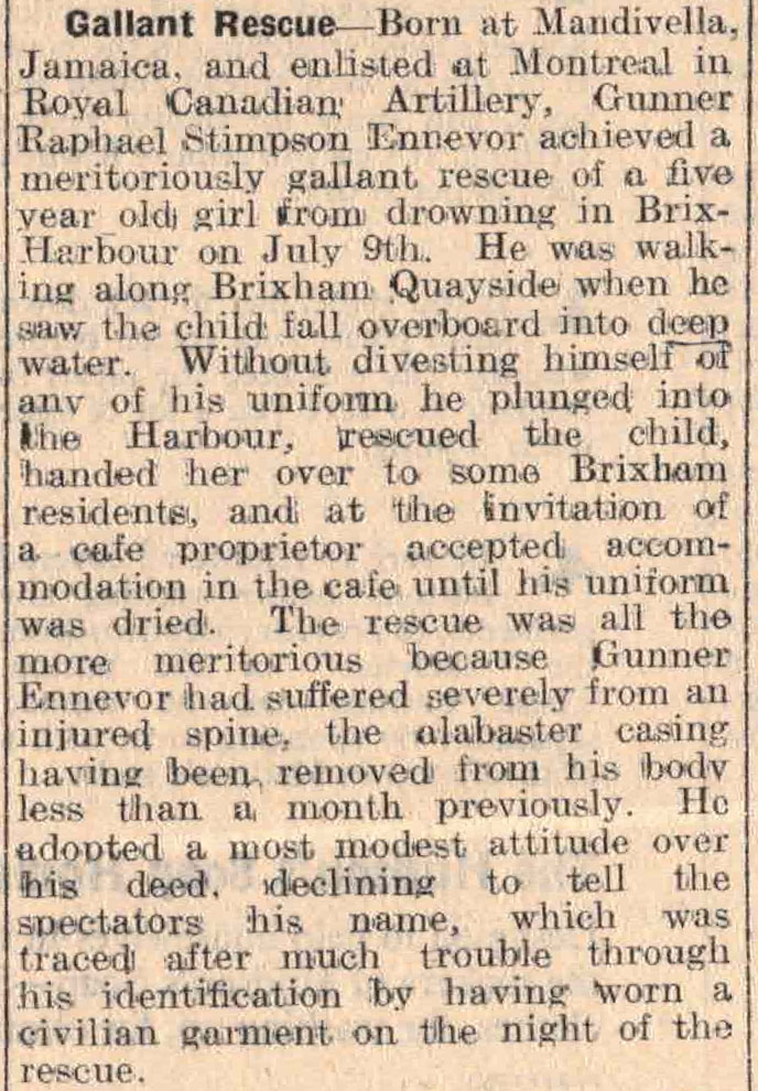 news article from Brixham Western Guardian, July 1941